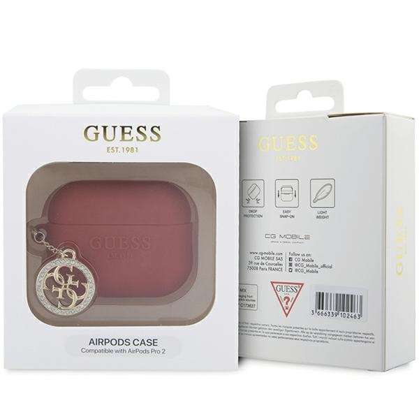 Guess GUAP23DSLGHDF AirPods Pro 2 cover red/fuschia 3D Rubber 4G Diamond Charm