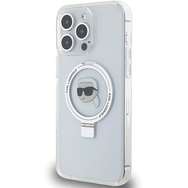 Hülle Karl Lagerfeld KLHMP15LHMRSKHH iPhone 15 Pro 6.1" weiß/weiß hartcase Ring Stand Karl Head MagSafe Case
