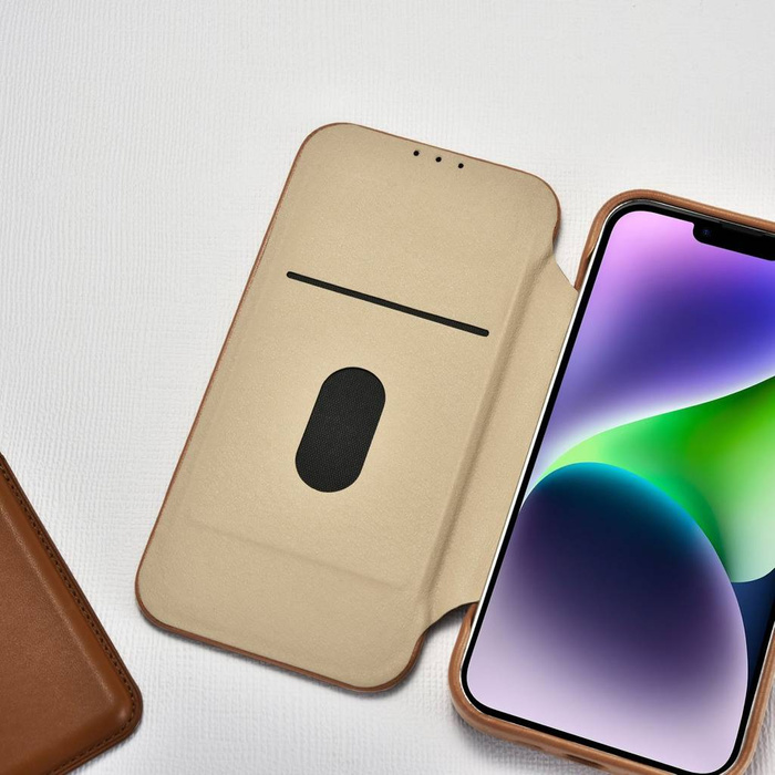 iCarer CE Premium Leather Folio Case iPhone 14 Flip Magnetic MagSafe Brown (WMI14220713-BN)