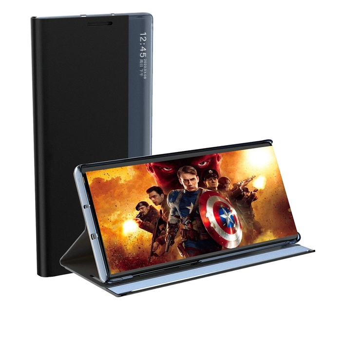 Neues Sleep View Case mit Klappe und Ständer für Samsung Galaxy A55 – Schwarz