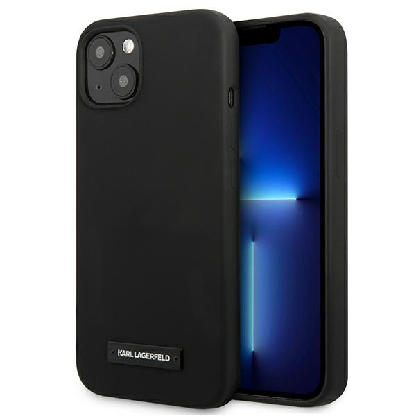 Hülle KARL LAGERFELD Apple iPhone 13 Mini-Silikonplakette Schwarz Hartcase