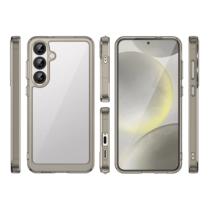 Outer Space Case Silikonhülle mit Gelrahmen für Samsung Galaxy S25+ – Transparent und Schwarz