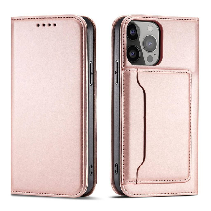 Magnet Card Case obal iPhone 14 Plus flip cover wallet stand pink