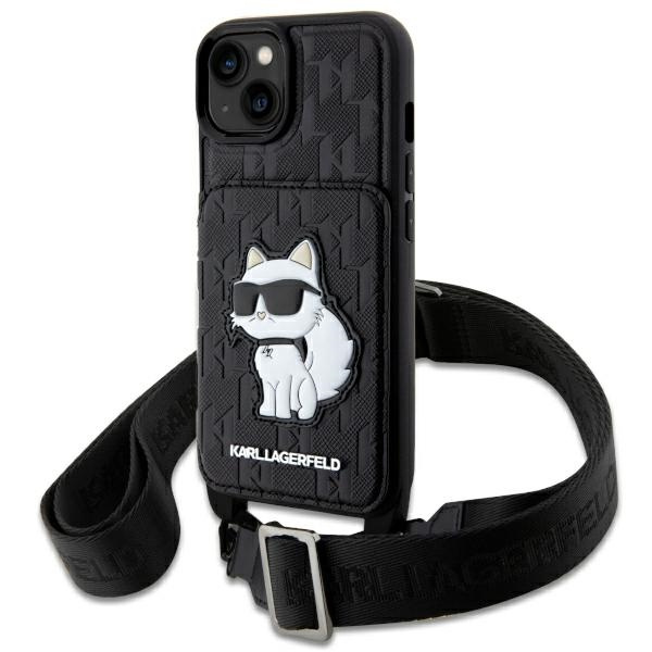 Case Karl Lagerfeld KLHCP14SCSAKHPCK iPhone 14 6.1" hardcase black/black Crossbody Saffiano Monogram Choupette Case