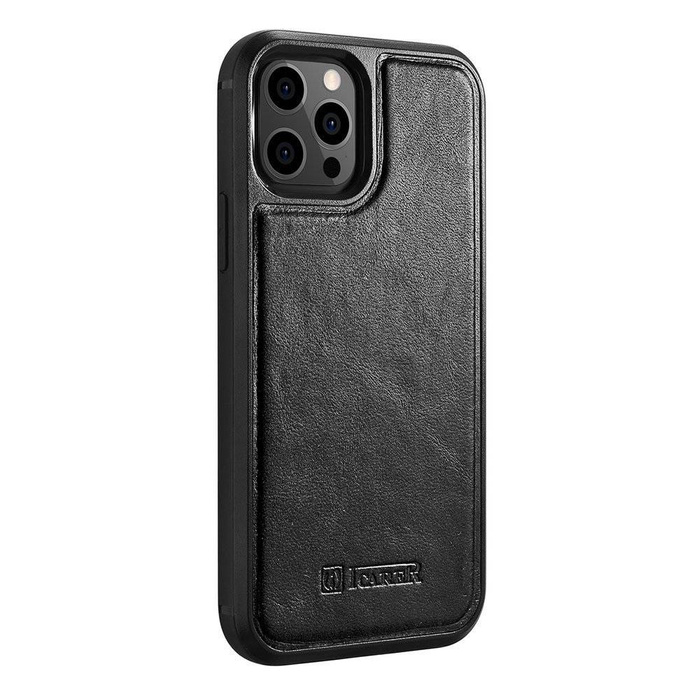 iCarer Leather Oil Wax coque en cuir véritable pour iPhone 12 Pro Max noir (ALI1206-BK)