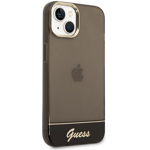 Hülle GUESS Apple iPhone 14 Transluzent Schwarz Hartcase