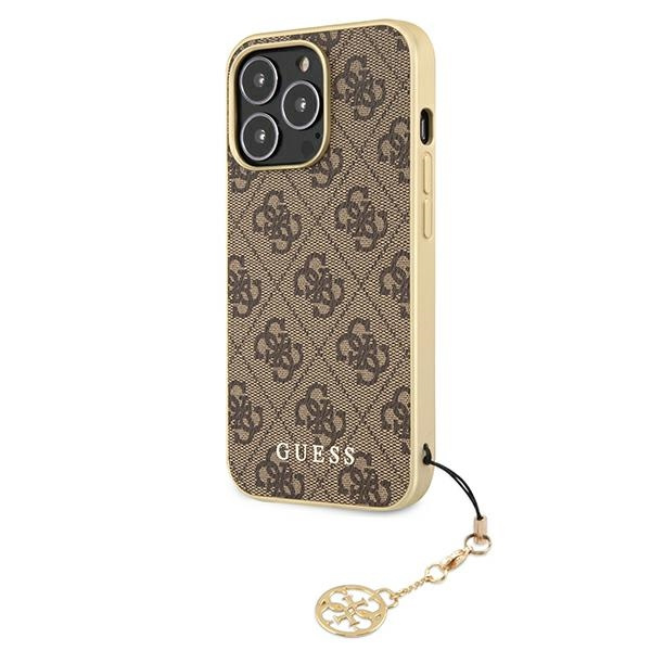 Pouzdro GUESS Apple iPhone 13 Pro 4G Charms Collection Brown Hardcase