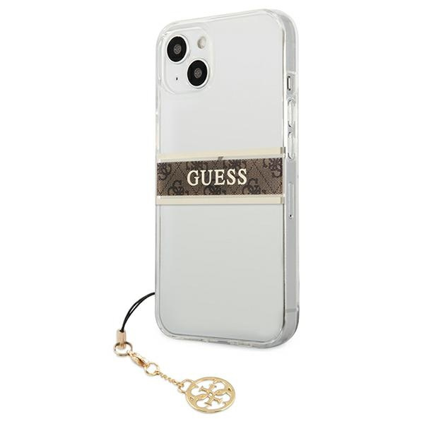 Coque GUESS Apple iPhone 13 Mini 4G Brown Strap Charm Clear Hardcase
