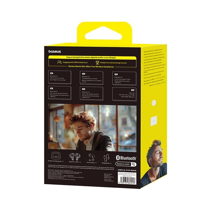 Słuchawki Baseus Bowie M2s Ultra TWS bezprzewodowe dokanałowe z interaktywnym ekranem - czarne