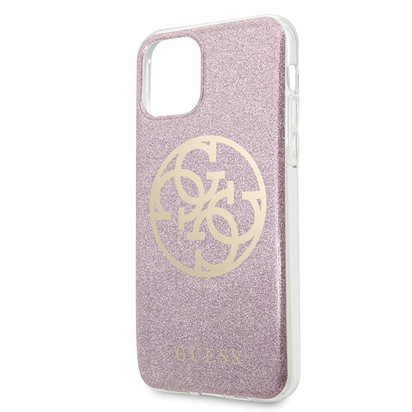 Pouzdro Guess iPhone 11 Pro Max Pink Hard Case 4G Circle Glitter