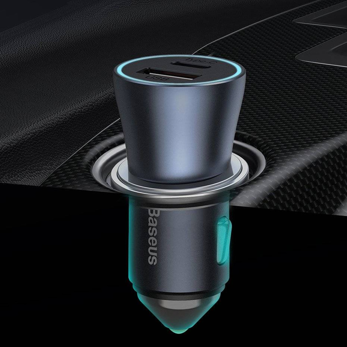 Baseus Golden Contactor Pro quick car charger USB Type C / USB 40 W Power Delivery 3.0 Quick Charge 4+ SCP FCP AFC gray (CCJD-0G)