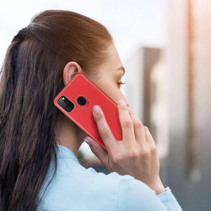 Dux Ducis Yolo elegante cover realizzata in pelle ecologica per Samsung Galaxy M30s rosso