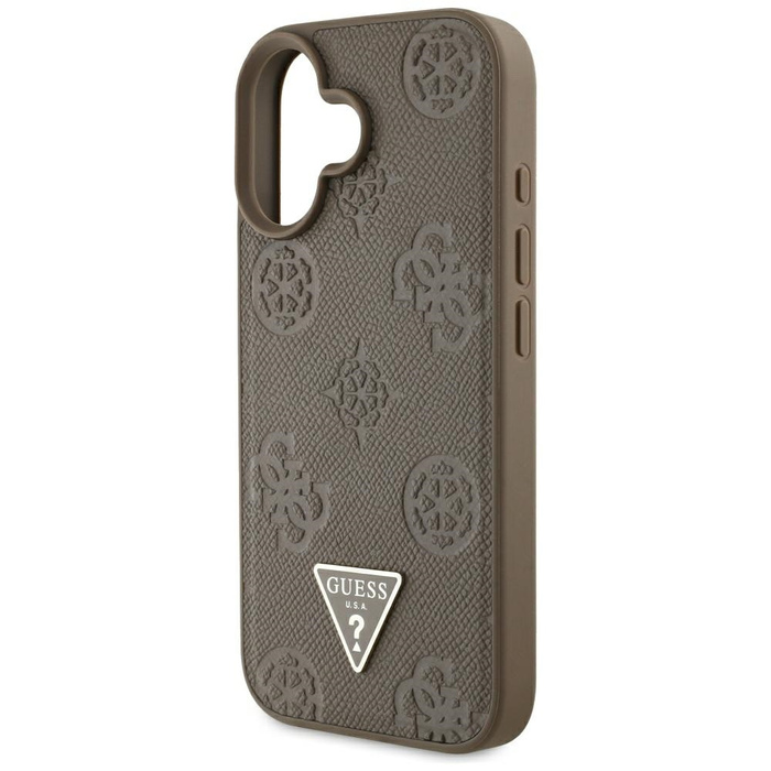 Etui Guess Grained Hot Stamp Peony       Triangle Logo MagSafe do iPhone 16 brązowy