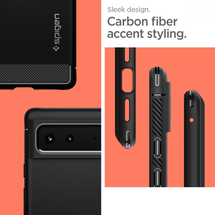MATTE černé Case Pouzdro SPIGEN Pixel 6 Rugged Armor