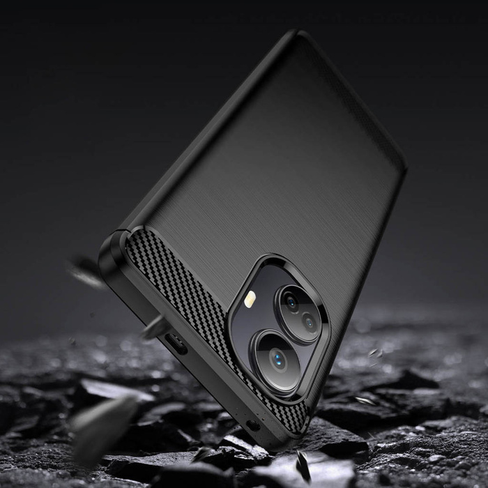Custodia Carbon Case per Realme 10 Pro+ cover in carbonio flessibile in silicone nero