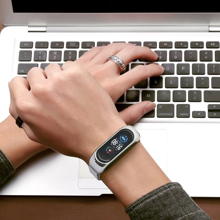 Zamienna metalowa opaska bransoleta magnetyczna pasek do Xiaomi Mi Band 6 / Mi Band 5 / Mi Band  4 / Mi Band 3 złoto-różowy