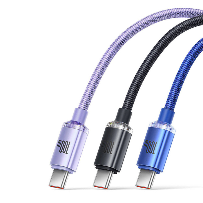 [B WARE]  Baseus Crystal Shine Series Kabel USB-Kabel für schnelles Aufladen und Datenübertragung USB Typ A - USB Typ C 100 W 1,2 m blau (CAJY000403)