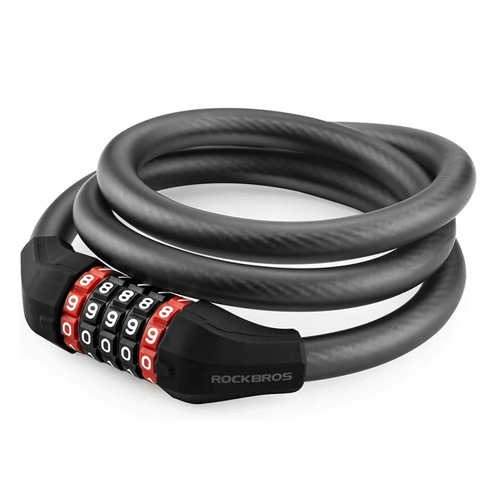Lucchetto per bicicletta Rockbros RKS507-1BK con combinazione 1,8 m - nero