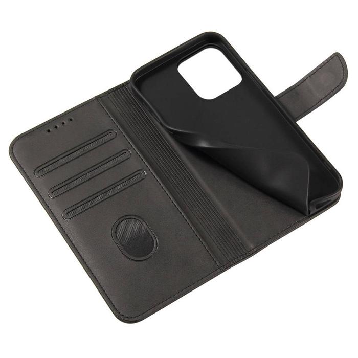 Peněženka se stojánkem pro iPhone 15 Pro Magnet Case - černá
