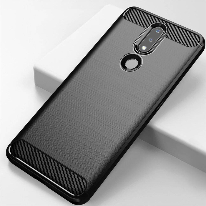 Carbon Case Flexibel Handyhülle TPU Schutzhülle für Nokia 2.4 schwarz