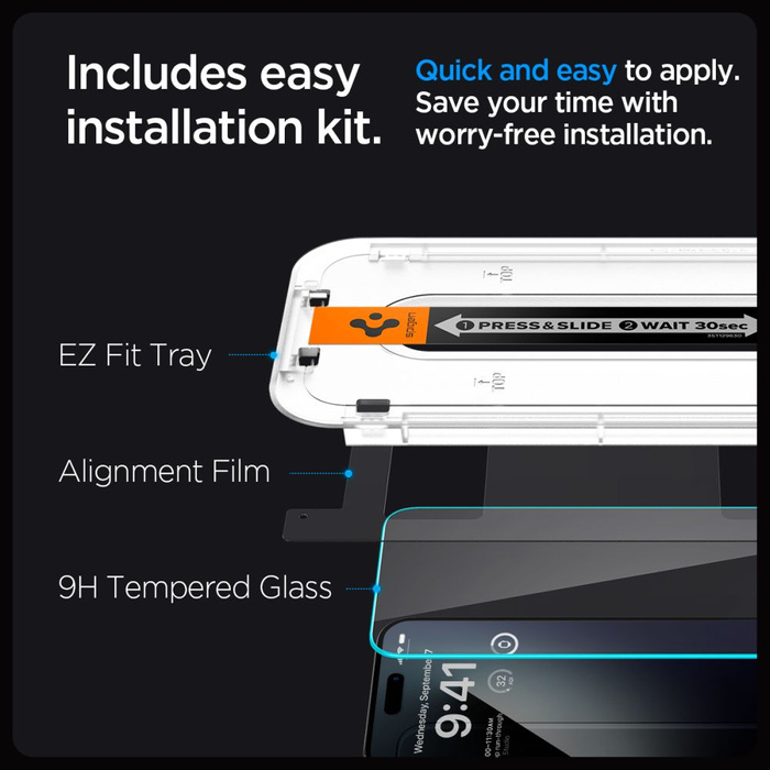 Tempered Glass Spigen Glas.tr "ez Fit" iPhone 15 Pro Clear
