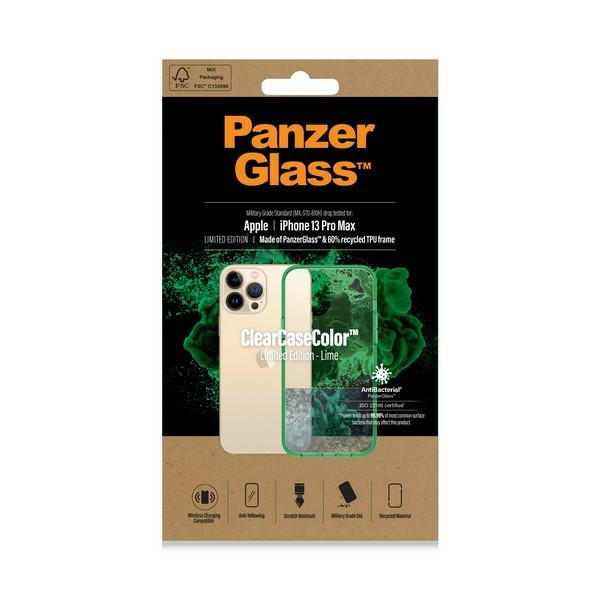 PanzerGlass ClearCase iPhone 13 Pro Max 6.7" Antibacterial Military grade Lime 0344