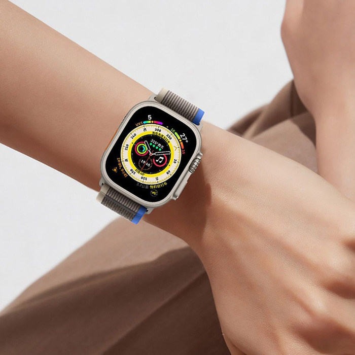 Řemínek TECH-PROTECT NYLON Apple Watch 4 / 5 / 6 / 7 / 8 / SE (38 / 40 / 41 MM) ŠEDÁ/MODRÁ