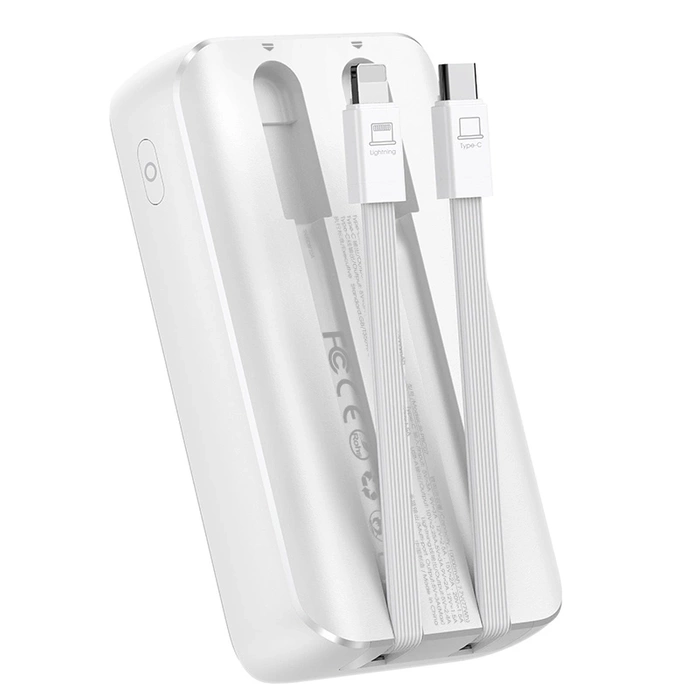 Mini power bank avec câbles intégrés Joyroom JR-PBC07 20000mAh 30W - blanc