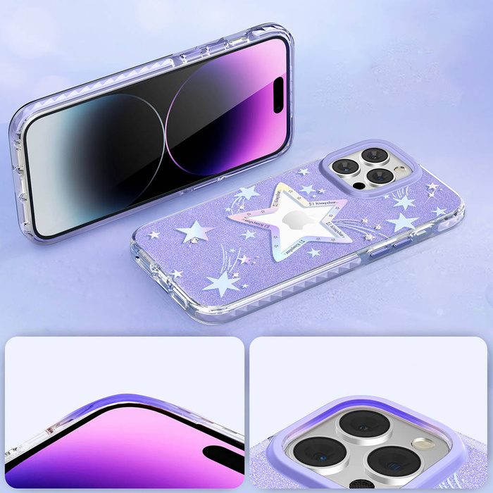 Custodia Kingxbar Heart Star Series per iPhone 14 Plus cover posteriore cover stella viola