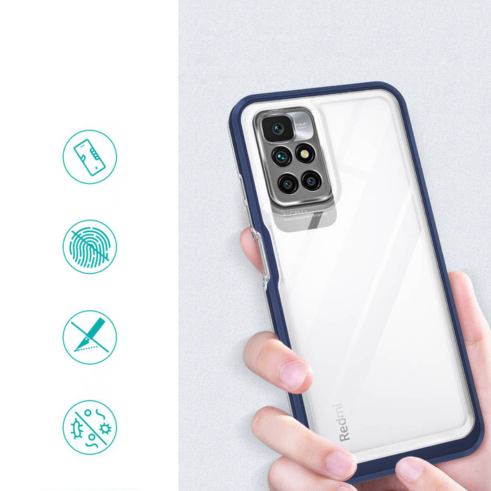 Klare 3in1 Hülle für Xiaomi Redmi 10 Frame Gel Cover Blau