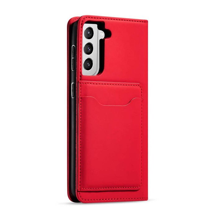 Custodia per carte magnetiche per Samsung Galaxy S22 + (S22 Plus) Custodia per carte a portafoglio rossa