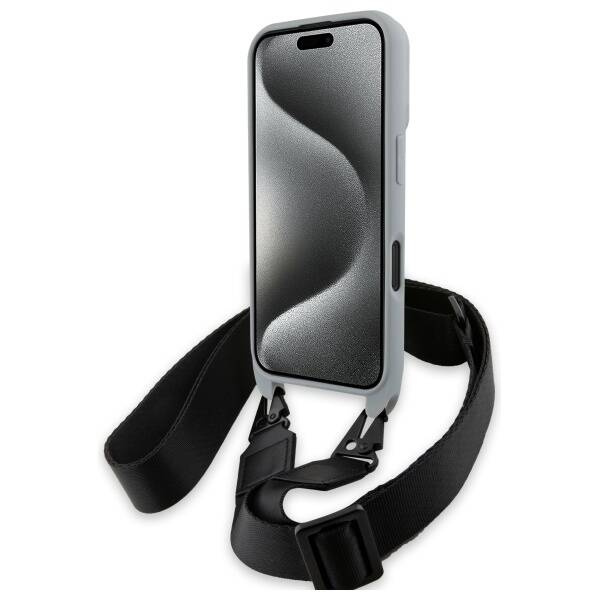 Cover BMW iPhone 16 grigio/grigio durocase M Edition Carbon Stripe &amp; Strap