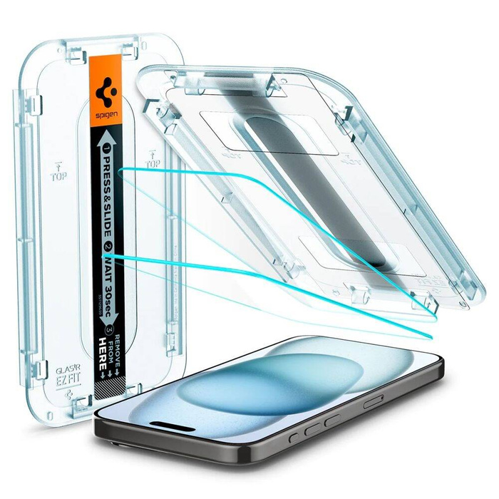 Verre trempé Spigen Glas.tr "ez Fit" 2-pack iPhone 16 / 15 Clear