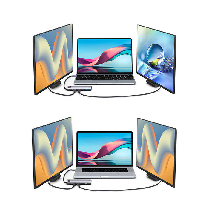 HUB multifonctionnel Baseus Metal Gleam USB Type C 12in1 HDMI / DP / USB Type C / minijack 3.5mm / RJ45 / SD (WKWG020213)