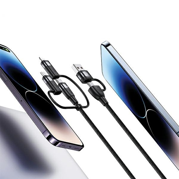 USAMS Kabel U85 2xUSB-C/USB/Micro-USB/ Lightning 6w1 2m 100W PD Fast Charge fioletowy/purple SJ646USB02 (US-SJ646)