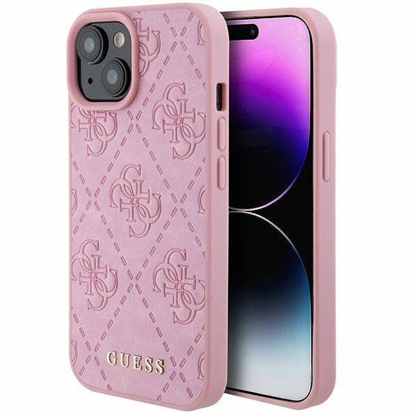 Coque Guess GUHCP15SP4EPMP iPhone 15 6.1" rose/rose durcase Cuir 4G estampillé Case