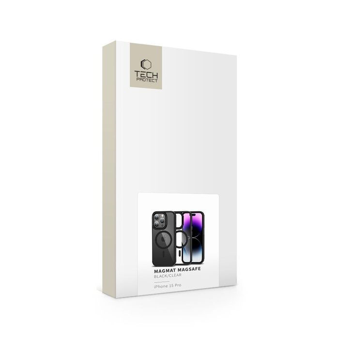 Telefontok Tech-protect Magszőnyeg MagSafe iPhone 15 Pro Black/clear Case