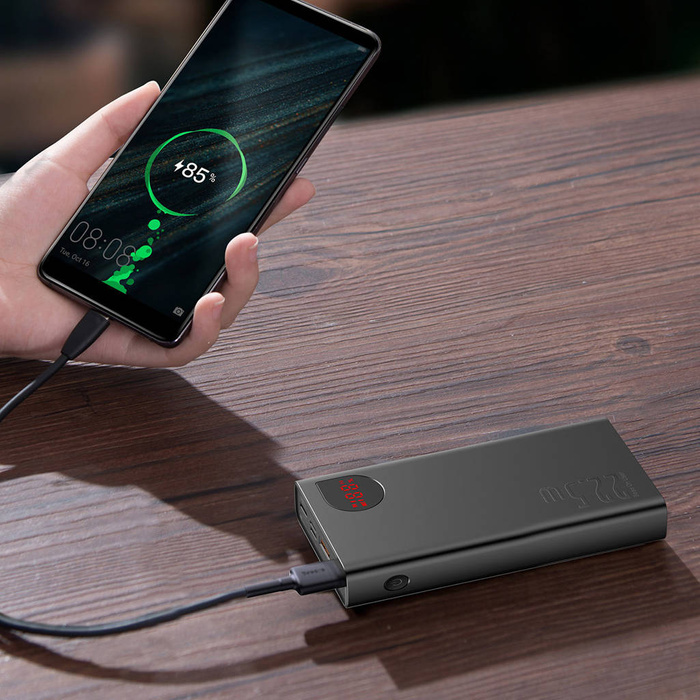 Baseus Adaman power bank con ricarica rapida 20000mAh 22.5W + cavo USB C 3A 0.3m nero