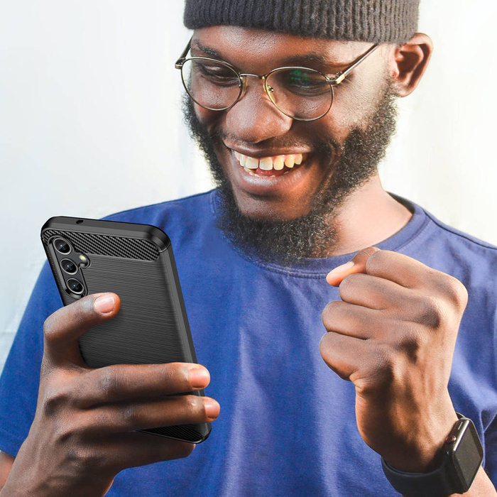 Carbon Case obal Samsung Galaxy A14 5G flexibilní silikonový carbonový kryt černý