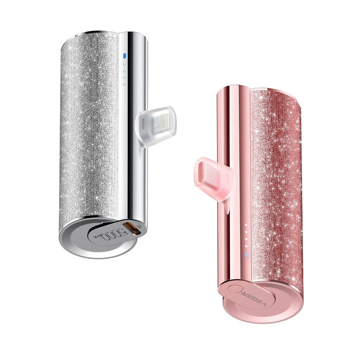 Powerbank Veger PlugOn (W0573) 5000 mAh z wbudowanym złączem USB C rózowy