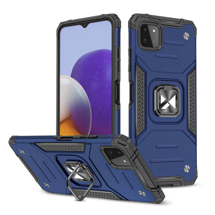 Housse hybride Wozinsky Ring Armor robuste + support magnétique pour Samsung Galaxy A22 4G bleu