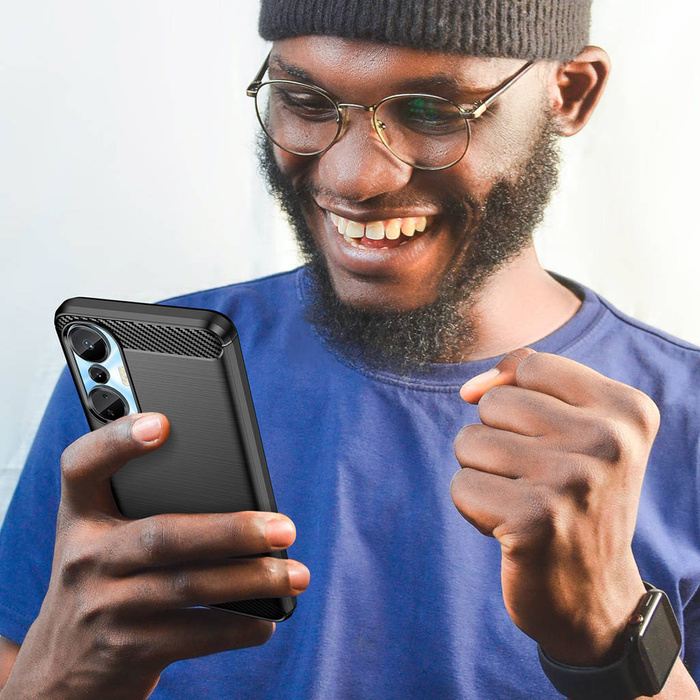 Pouzdro Carbon Case pro flexibilní silikonový karbonový kryt Infinix Hot 20S černý