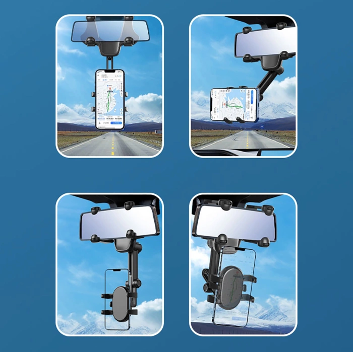 Car phone holder for the rearview mirror - black