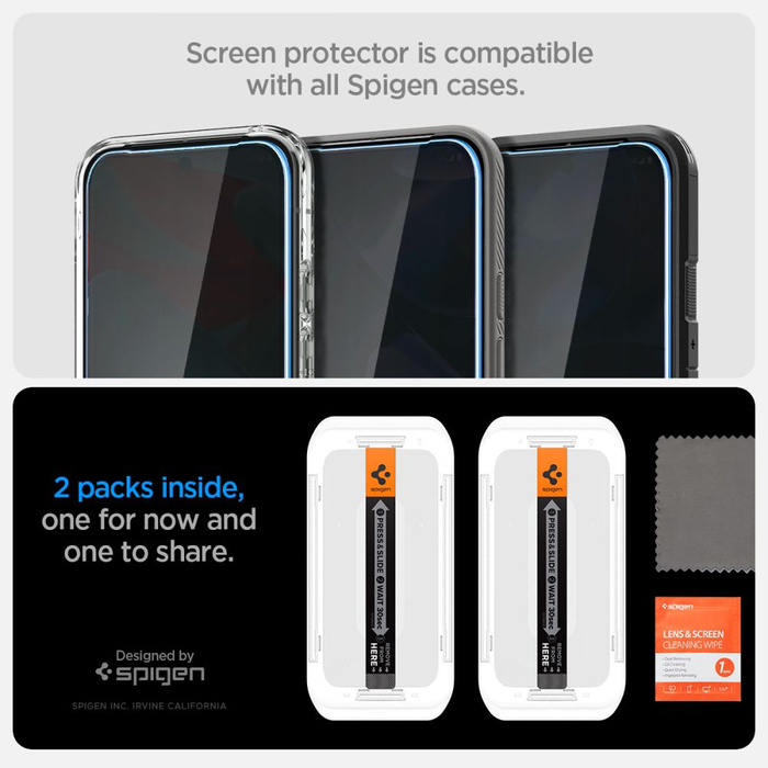 VERRE PRIVATISANT SPIGEN GLAS.TR "EZ FIT" 2-PACK GOOGLE PIXEL 9 / 9 PRO PRIVACY