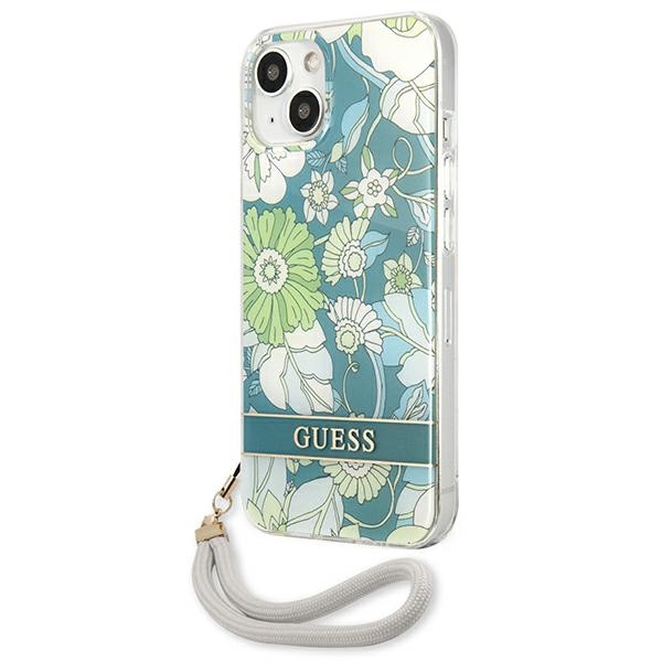 Case GUESS Apple iPhone 13 Mini Flower Strap Green Hardcase