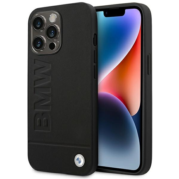 Hülle BMW BMHCP14LSLLBK iPhone 14 Pro 6.1" schwarz/schwarz Leder Stempel