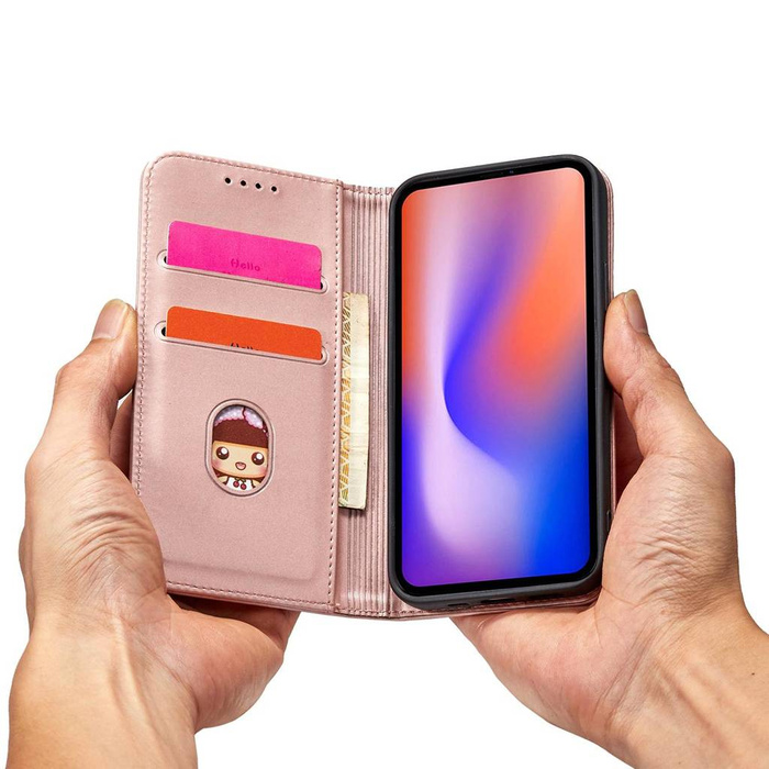 Estuche magnético para tarjetas para iPhone 12 Pro Max Estuche para tarjetas Monedero Tarjetero Rosa