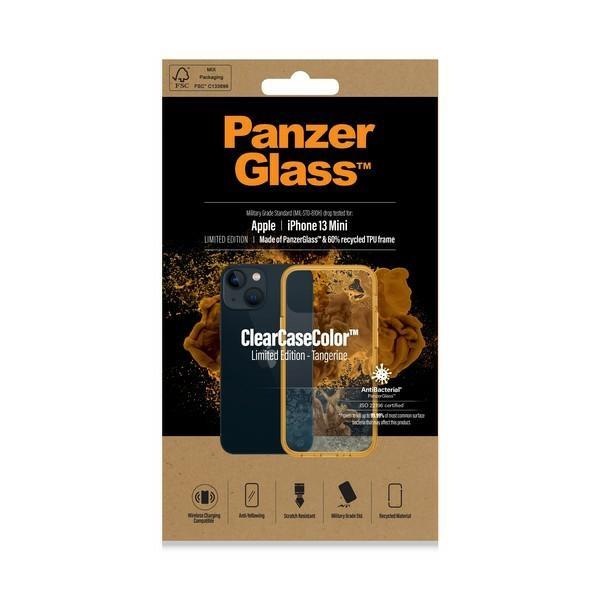 PanzerGlass ClearCase iPhone 13 Mini 5.4" Antibakteriell Militärische Qualität Tangerine 0328