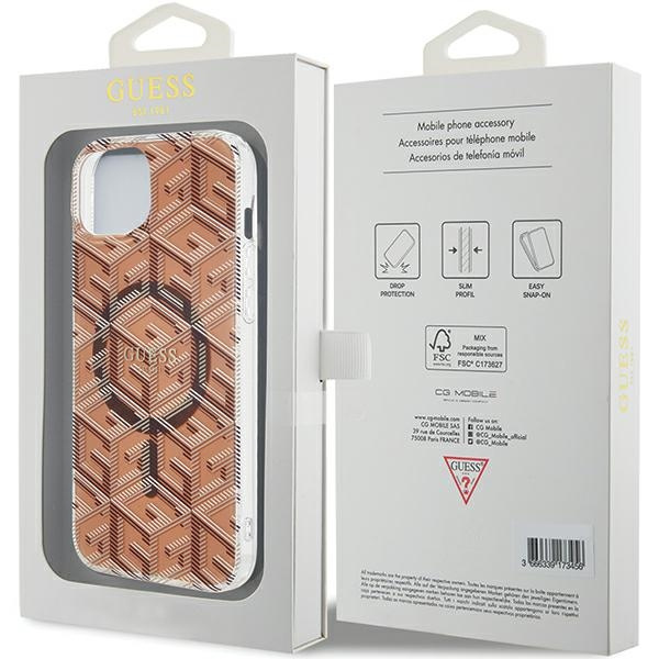 Etui Guess GUHMP15MHGCUSTGW iPhone 15 Plus / 14 Plus 6.7" brązowy/brown hardcase IML GCube MagSafe Case