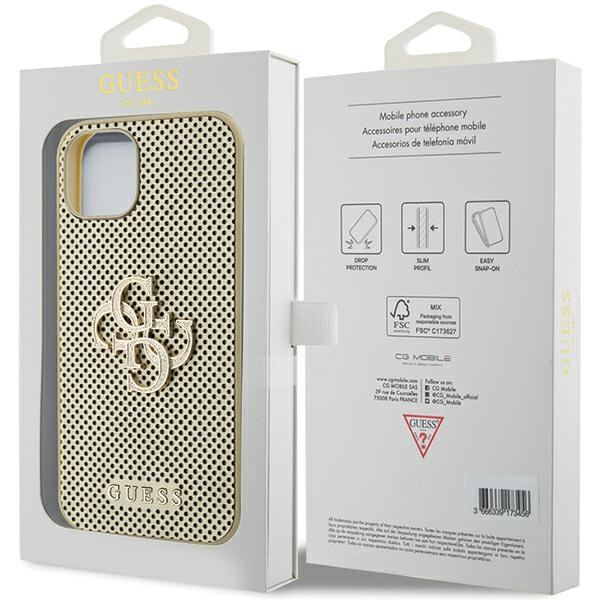 Guess GUHCP15SPSP4LGD iPhone 15 6,1" oro/oro durocase perforato 4G Glitter